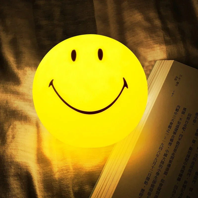 LED Rechargeable Smiley Night Light | Cute Glow Buddy for Kids' Bedroom & Nursery Decor