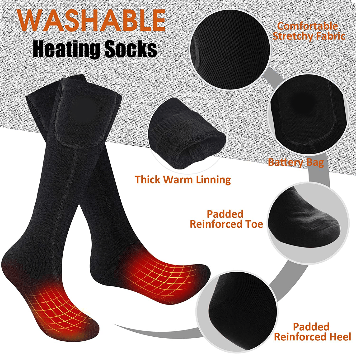Rechargeable Heated Socks #2024 Upgraded 10+ Hours Long Lasting Heat
