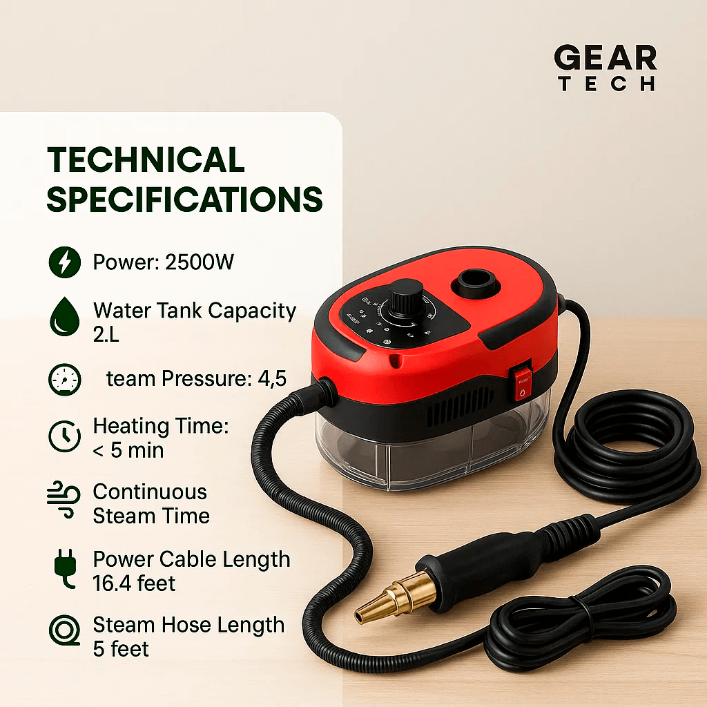 High-Temperature Steam Cleaner | Variable Steam Control, Large Capacity & Safe for Home, Kitchen & Car Cleaning