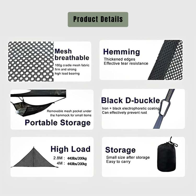 Triangle Mesh Camping Hammock | Spacious, Durable & Supports Up to 660 lbs for Outdoor Adventures