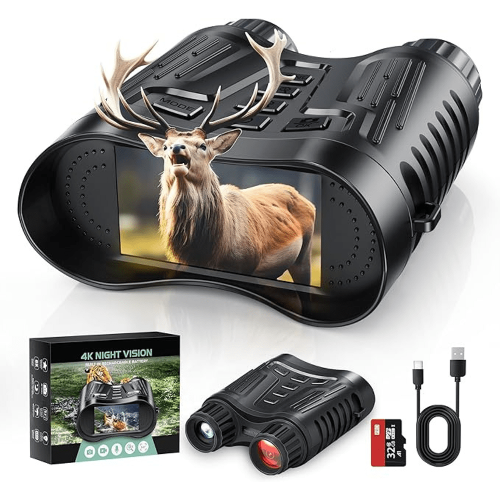 Ultra HD Night Binoculars | 8X Zoom, 7-Level Infrared & 4K Recording for Wildlife Observation and Nighttime Adventures
