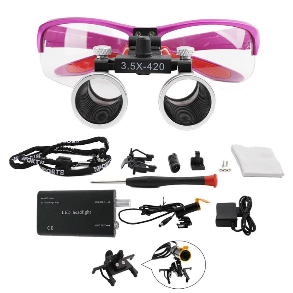 Dental Loupes Magnifier with & LED Headlight for Precision Work