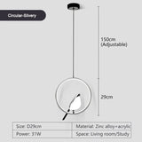 Circle Pendant Lamp with Bird Motifs – Modern Lighting Fixture for Home Decor & Unique Ceiling Design