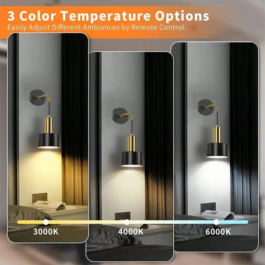 Wireless Rechargeable Wall Lamp | Remote Control, Adjustable Brightness & Color Temperature for Bedrooms and Foyers