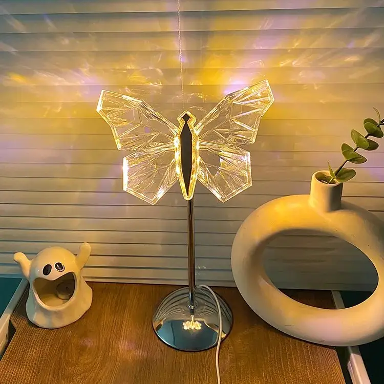 LED Butterfly Crystal Table Lamp - Decorative Lighting Fixture for Bedroom, Living Room & Nightstand Use