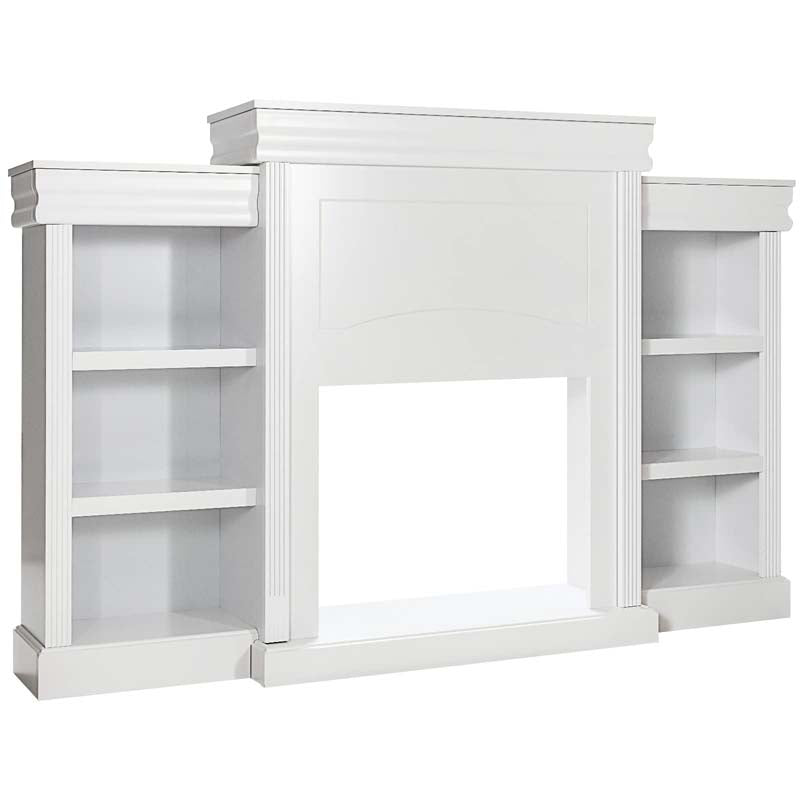 70" Mantel Fireplace TV Stand with 28.5" 750W/1500W Electric Fireplace Insert, Modern Media Fireplace Cabinet Built-in 6 Storage Shelves