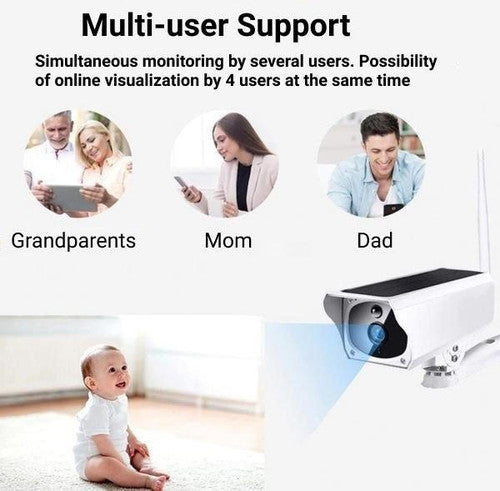 Wireless Solar Surveillance Camera with Night Vision and Motion Detection for Home Security and Outdoor Monitoring