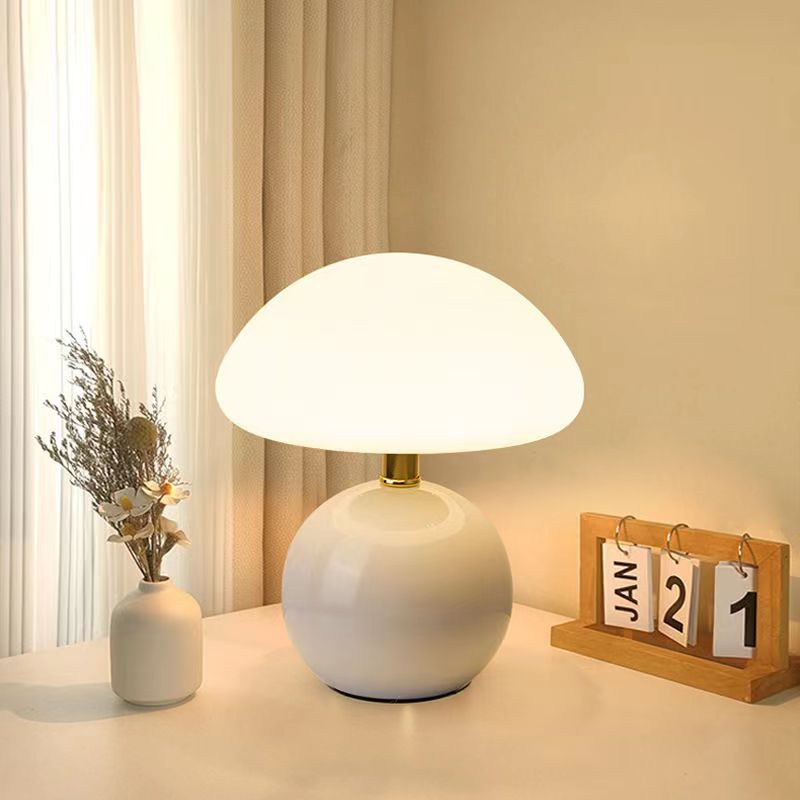 French Cream Mushroom Table Lamp - Vintage Style Lighting for Home Decor & Living Room
