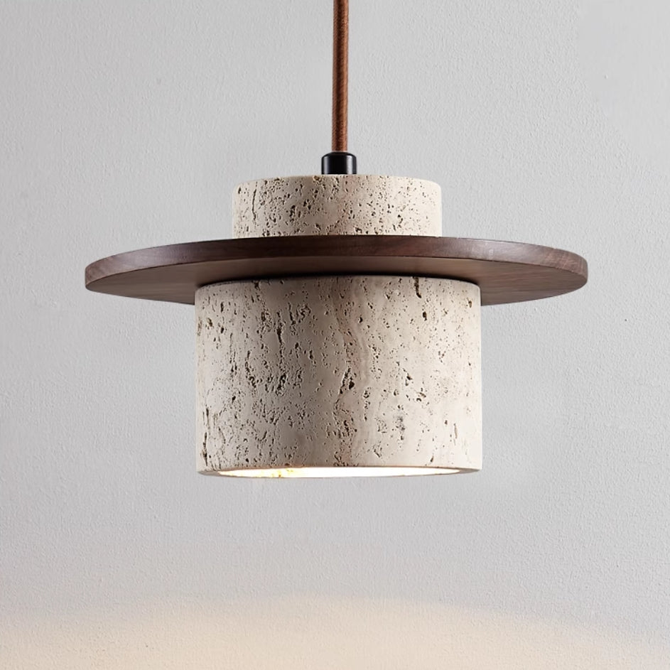 Travertine Pendant Light Fixture - Natural Stone Design for Kitchen Island & Dining Room