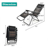 Rattan Folding Zero Gravity Lounge Chair Outdoor with Removable Pillow, Locking System, Adjustable Portable Patio Armchair